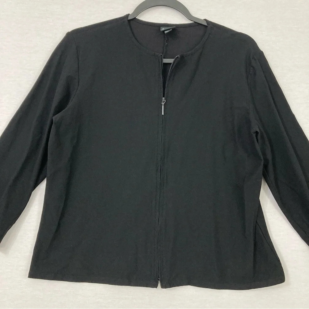 Eileen Fisher Black Soft Stretch Lightweight Zip Up Jacket size Medium